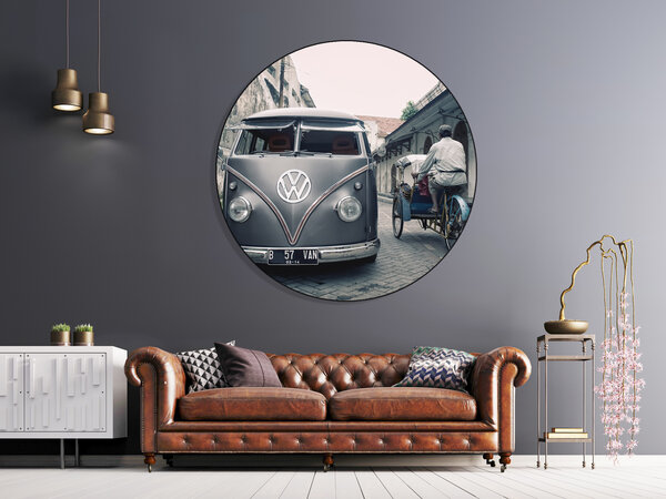 Muurcirkel Dibond Volkswagen bus retro Muurcirkel Dibond Volkswagen bus retro