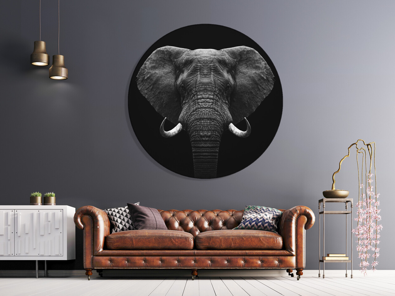 Muurcirkel Dibond Olifant Muurcirkel Dibond Olifant