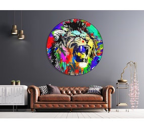 Muurcirkel Colourful lion Muurcirkel Colourful lion