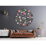 Muurcirkel Kleurrijke bloemen Muurcirkel Kleurrijke bloemen