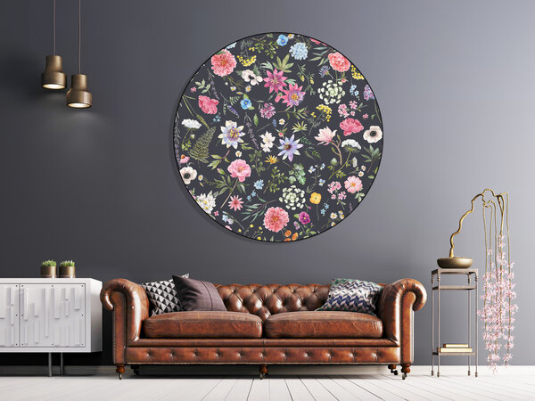 Muurcirkel Dibond Kleurrijke bloemen Muurcirkel Dibond Kleurrijke bloemen