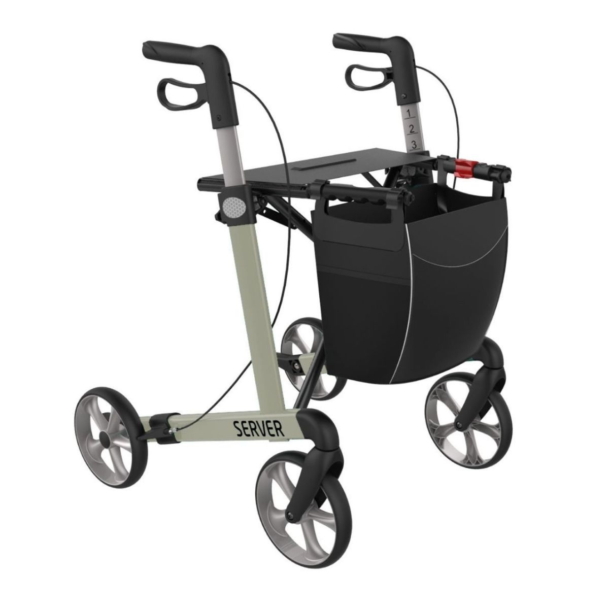 Rehasense Rollator Server - Small (1,25m tot 1,50m) | Kies uw kleur: Champagne, Kies uw banden: Standaard