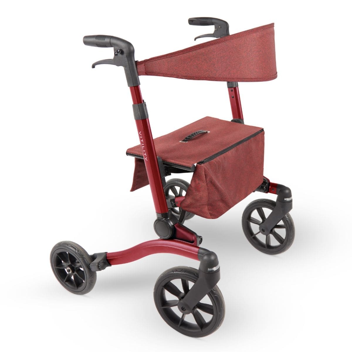 Vitility Rollator - Dubbel opvouwbaar - Remkabels in Frame - Zachte banden | Rood