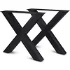 X tafelpoten zwart - metaal - 10x10 cm - breedte: 78 cm - hoogte: 72 cm - stalen X poot set met zwarte coating - RAL 9005