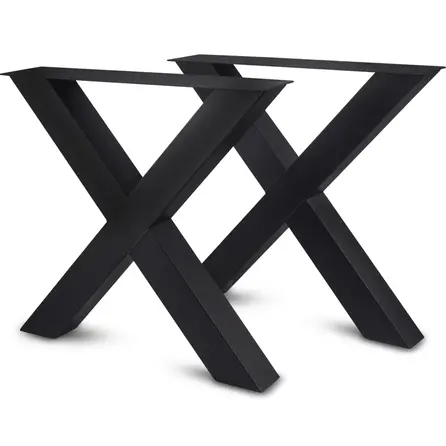 X tafelpoten zwart - metaal - 10x10 cm - breedte: 78 cm - hoogte: 72 cm - stalen X poot set met zwarte coating - RAL 9005