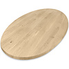 Ovaal eiken tafelblad - 4 cm dik - rustiek eikenhout (B/C) - brede lamel (9-12 cm) - vaste ellips afmetingen - gelijmd KD 8-12%