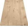Eiken blad - gezandstraald - op maat - 2 cm dik - rustiek eikenhout (B/C) - smalle lamel (4-10 cm) - gelijmd eiken tablet - KD 8-12%