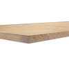 Eiken blad - gezandstraald - op maat - 2 cm dik - rustiek eikenhout (B/C) - smalle lamel (4-10 cm) - gelijmd eiken tablet - KD 8-12%
