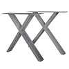 X tafelpoten - inox - 4x10 cm - breedte: 78 cm - hoogte: 72 cm - X poot set - geborsteld 304 RVS