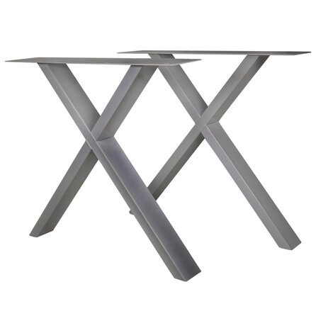 X tafelpoten - inox - 4x10 cm - breedte: 78 cm - hoogte: 72 cm - X poot set - geborsteld 304 RVS