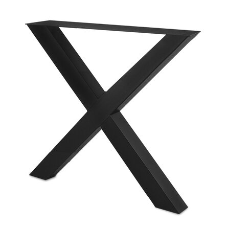 X tafelpoten zwart - metaal - 8x8 cm - breedte: 78 cm - hoogte: 72 cm - stalen X poot set met zwarte coating - RAL 9005