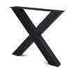 X tafelpoten zwart - metaal - 10x10 cm - breedte: 78 cm - hoogte: 72 cm - stalen X poot set met zwarte coating - RAL 9005