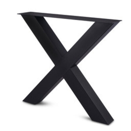 X tafelpoten zwart - metaal - 10x10 cm - breedte: 78 cm - hoogte: 72 cm - stalen X poot set met zwarte coating - RAL 9005