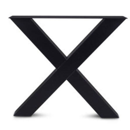 X tafelpoten zwart - metaal - 10x10 cm - breedte: 78 cm - hoogte: 72 cm - stalen X poot set met zwarte coating - RAL 9005