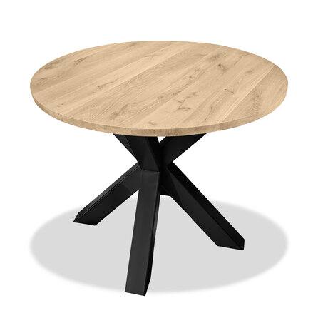 Rond eiken tafelblad - op maat - 2,7 cm dik - rustiek eikenhout (B/C) - brede lamel (9-12 cm) - gelijmd KD 8-12%