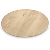 Rond eiken tafelblad met verjongde rand - 3 cm dik - rustiek eikenhout (B/C) - medium lamel (8-12 cm) - vaste afmetingen - gelijmd KD 8-12%
