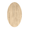 Ovaal / ellips eiken tafelblad - 4 cm dik - rustiek eikenhout (B/C) - medium lamel (6-12 cm) - vaste afmetingen - gelijmd KD 8-12%