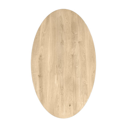 Ovaal eiken tafelblad - 4 cm dik - rustiek eikenhout (B/C) - brede lamel (9-12 cm) - vaste ellips afmetingen - gelijmd KD 8-12%