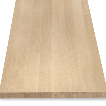 Eiken blad - gezandstraald - op maat - 4 cm dik - prime eikenhout (A/B) - smalle lamel (4-10 cm) - gelijmd eiken tablet - KD 8-12%