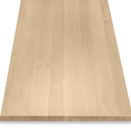 Eiken blad - gezandstraald - op maat - 3 cm dik - prime eikenhout (A/B) - smalle lamel (4-10 cm) - gelijmd eiken tablet - KD 8-12%