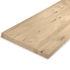 Eiken blad - gezandstraald - op maat - 4 cm dik - rustiek eikenhout (B/C) - smalle lamel (4-10 cm) - gelijmd eiken tablet - KD 8-12%
