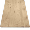 Eiken blad - gezandstraald - op maat - 4 cm dik - rustiek eikenhout (B/C) - smalle lamel (4-10 cm) - gelijmd eiken tablet - KD 8-12%