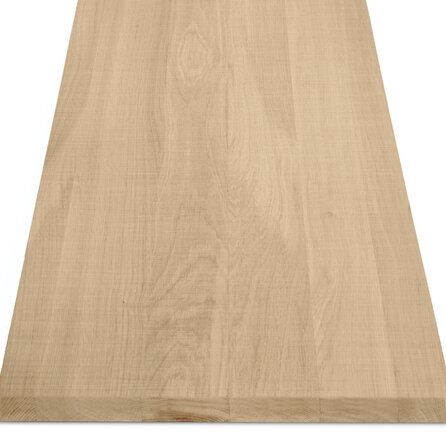 Eiken blad - fijnbezaagd - op maat - 4 cm dik - prime eikenhout (A/B) - smalle lamel (4-10 cm) - gelijmd eiken tablet - KD 8-12%