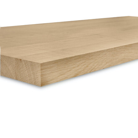 Eiken blad - fijnbezaagd - op maat - 4 cm dik - prime eikenhout (A/B) - smalle lamel (4-10 cm) - gelijmd eiken tablet - KD 8-12%