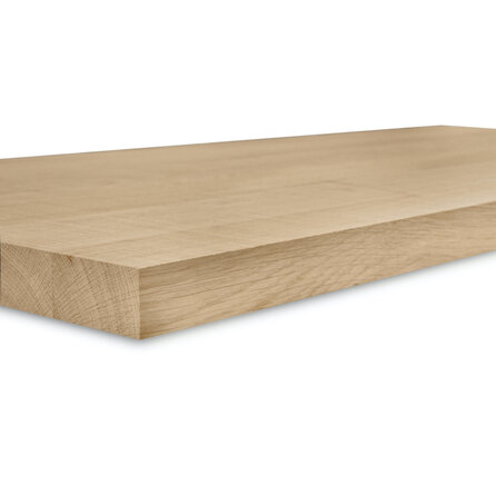 Eiken blad - fijnbezaagd - op maat - 3 cm dik - prime eikenhout (A/B) - smalle lamel (4-10 cm) - gelijmd eiken tablet - KD 8-12%