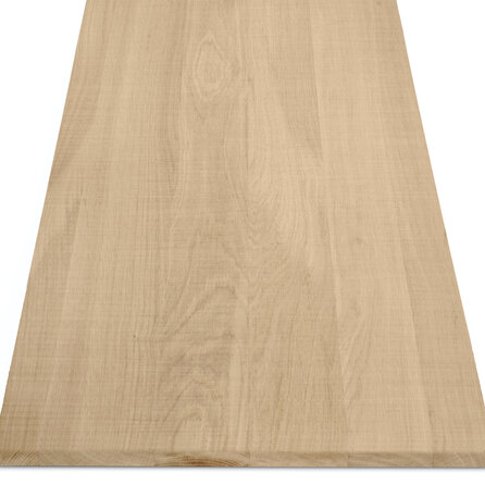 Eiken blad - fijnbezaagd - op maat - 2 cm dik - prime eikenhout (A/B) - smalle lamel (4-10 cm) - gelijmd eiken tablet - KD 8-12%