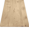 Eiken blad - gezandstraald - op maat - 3 cm dik - rustiek eikenhout (B/C) - smalle lamel (4-10 cm) - gelijmd eiken tablet - KD 8-12%