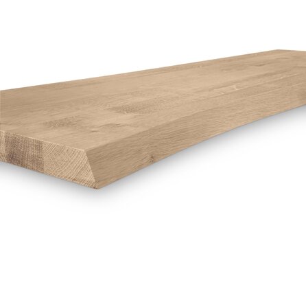 Eiken CNC boomstam wandplank zwevend - op maat - 3 cm dik - rustiek eikenhout (B/C) - met plankdragers - gelijmd KD 8-12%
