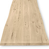 Eiken CNC boomstam tafelblad - 3 cm dik - rustiek eikenhout (B/C) - smalle lamel (4-10 cm) - vaste afmetingen - gelijmd KD 8-12%