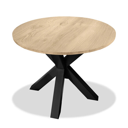 Rond eiken tafelblad - 2,7 cm dik - prime eikenhout (A/B) - brede lamel (9-12 cm) - vaste afmetingen - gelijmd KD 8-12%