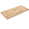 Eiken wastafelblad - op maat - 4 cm dik - rustiek eikenhout (B/C) - smalle lamel (4-10 cm) - gelijmd KD 8-12% Eiken wastafelblad - op maat - 4 cm dik - rustiek eikenhout (B/C) - smalle lamel (4-10 cm) - gelijmd KD 8-12%