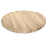 Rond eiken tafelblad - op maat - 4 cm dik - rustiek eikenhout (B/C) - smalle lamel (4-10 cm) - gelijmd KD 8-12%