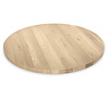 Rond eiken tafelblad - 3 cm dik - rustiek eikenhout (B/C) - smalle lamel (4-10 cm) - vaste afmetingen - gelijmd KD 8-12%