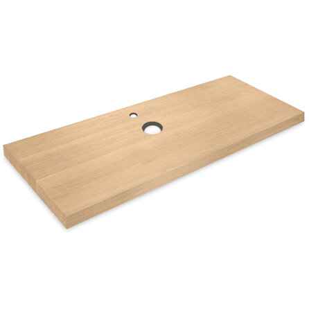 Eiken wastafelblad - op maat - 4 cm dik - prime eikenhout (A/B) - smalle lamel (4-10 cm) - gelijmd KD 8-12% Eiken wastafelblad - op maat - 4 cm dik - prime eikenhout (A/B) - smalle lamel (4-10 cm) - gelijmd KD 8-12%