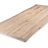 Eiken CNC boomstam tafelblad - op maat - 2-laags massief - 8 cm dik - rustiek eikenhout (B/C) - smalle lamel (4-10 cm) - gelijmd KD 8-12%
