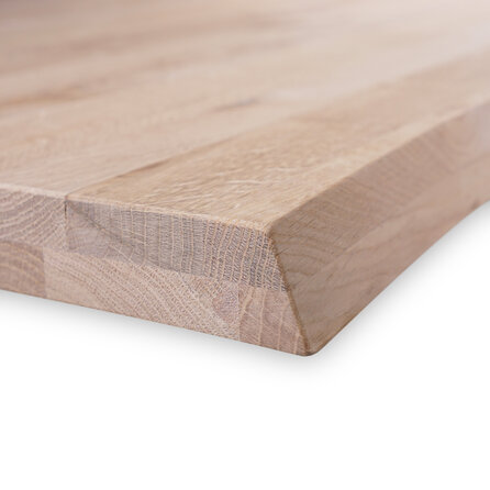 Eiken CNC boomstam tafelblad - op maat - 2-laags massief - 6 cm dik - prime eikenhout (A/B) - smalle lamel (4-10 cm) - gelijmd KD 8-12%