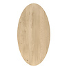 Ovaal eiken tafelblad - 3 cm dik - rustiek eikenhout (B/C) - smalle lamel (4-10 cm) - vaste ellips afmetingen - gelijmd KD 8-12%