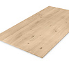 Eiken tafelblad met verjongde rand - 4 cm dik - rustiek eikenhout (B/C) - medium lamel (6-12 cm) - vaste afmetingen - gelijmd KD 8-12%
