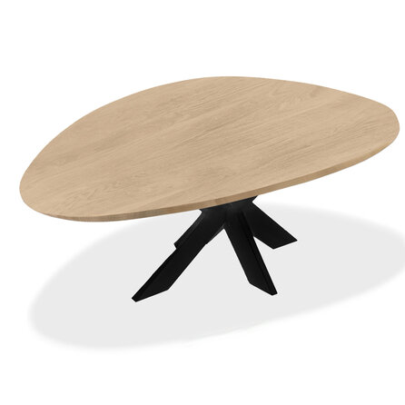 Organisch eiken tafelblad - 3 cm dik - prime eikenhout (A/B) - smalle lamel (4-10 cm) - vaste kiezel afmetingen - gelijmd KD 8-12%
