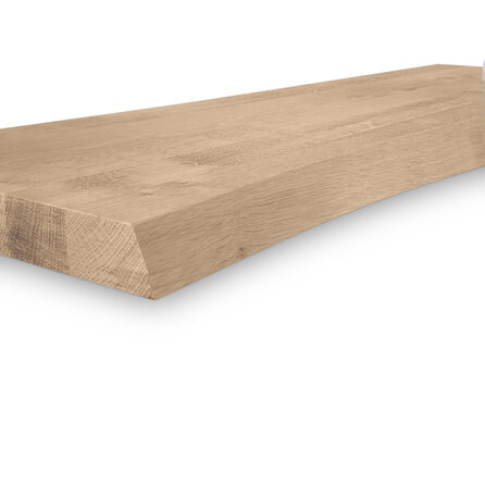 Eiken CNC boomstam wandplank zwevend - op maat - 4 cm dik - rustiek eikenhout (B/C) - met plankdragers - gelijmd KD 8-12%