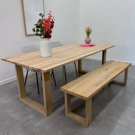 U tafelpoten - eiken - 4x10 cm - breedte: 78 cm - hoogte: 72 cm - U poot set - gelijmd rustiek eikenhout - KD 8-12%