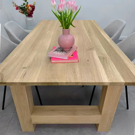 H tafelpoten - eiken - 12x12 cm - breedte: 88 cm - hoogte: 72 cm - H poot set - gelijmd rustiek eikenhout - KD 8-12%