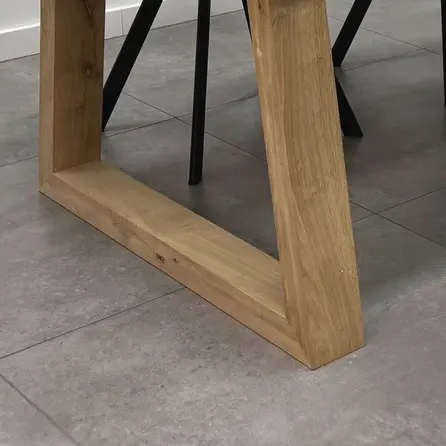 Trapeze tafelpoten eiken - 6x10 cm - breedte: 78-95 cm - hoogte: 72 cm - trapezium poot set - gelijmd rustiek eikenhout - KD 8-12%