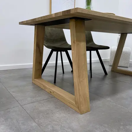 Trapeze tafelpoten eiken - 6x10 cm - breedte: 78-95 cm - hoogte: 72 cm - trapezium poot set - gelijmd rustiek eikenhout - KD 8-12%