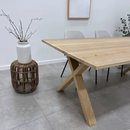 X tafelpoten - eiken - 4x10 cm - breedte: 78 cm - hoogte: 72 cm - X poot set - gelijmd rustiek eikenhout - KD 8-12%