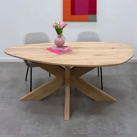 Matrix tafelonderstel - eiken - 6x16 cm - 90x140 cm - hoogte: 72 cm - 3-delig spinnenpoot onderstel - gelijmd rustiek eikenhout - KD 8-12%